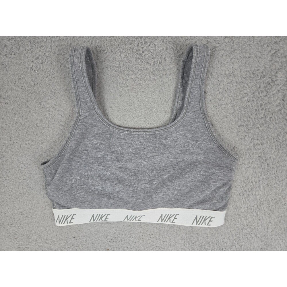 Nike Dri Fit Swoosh Classic Bra Padded Support Womens Medium Gray Athletic Gym